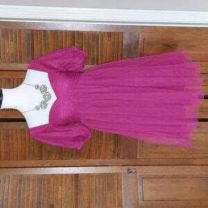 ASOS Anaya Red Plum With Love Mini Puff Sleeve Dress Sz 2